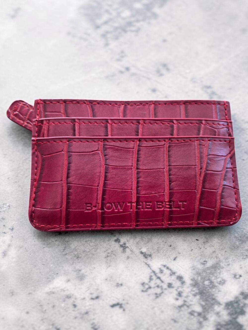 B-Low The Belt Burgundy Croc-Embossed Vegan Leather Card Holder